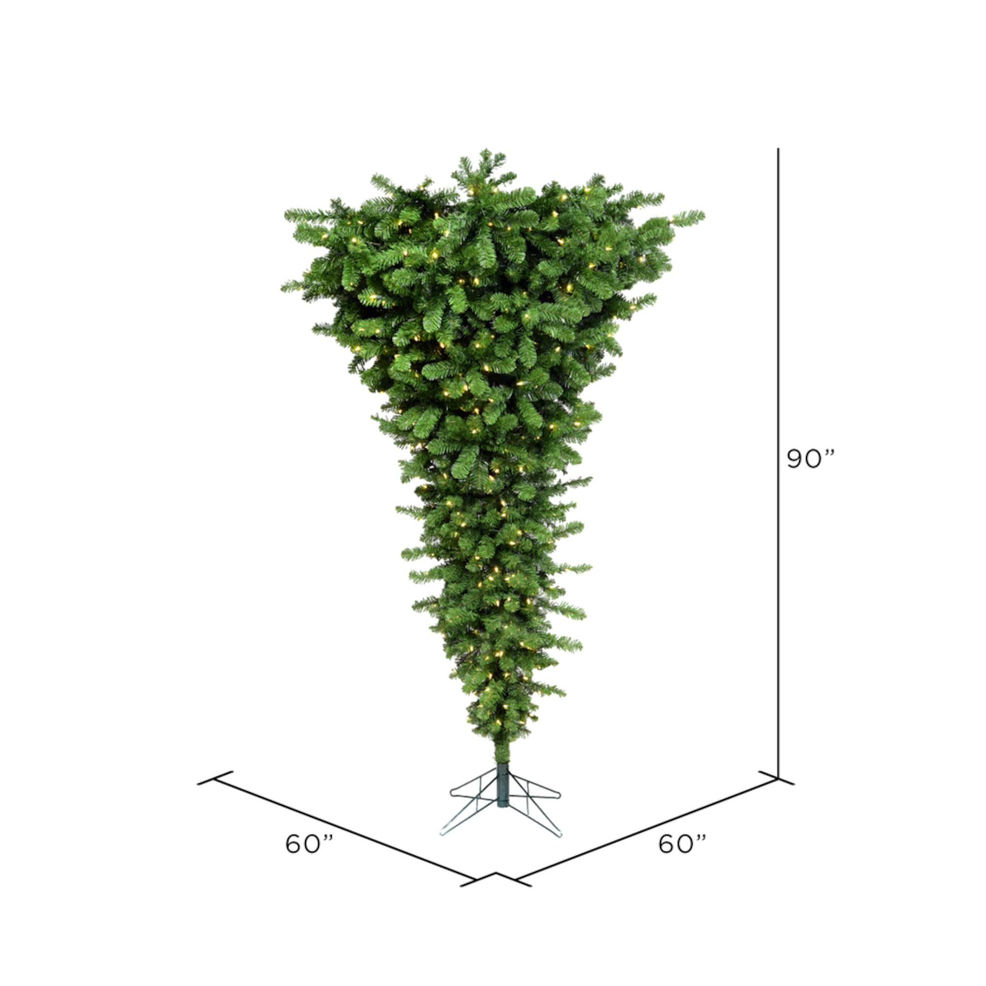 7.5ft. Pre-Lit Green Upside Down Artificial Christmas Tree, Warm White Dura-Lit® LED Lights